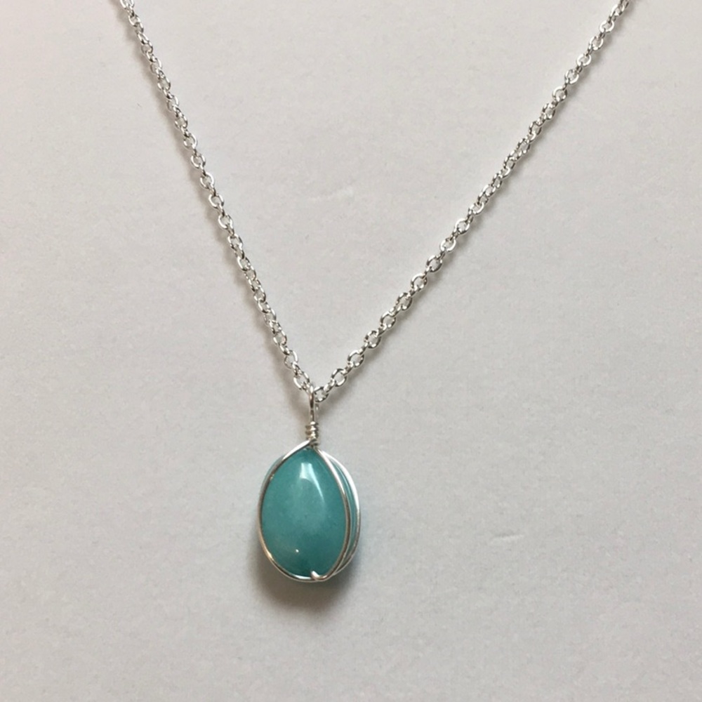 Aquamarine on Silver Plated Necklace